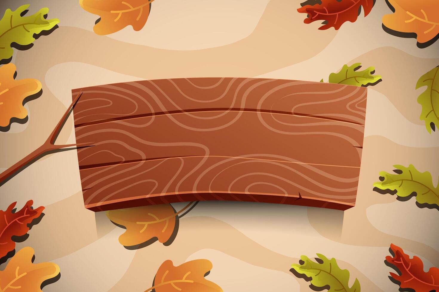 Wooden sign with autumn leaves vector