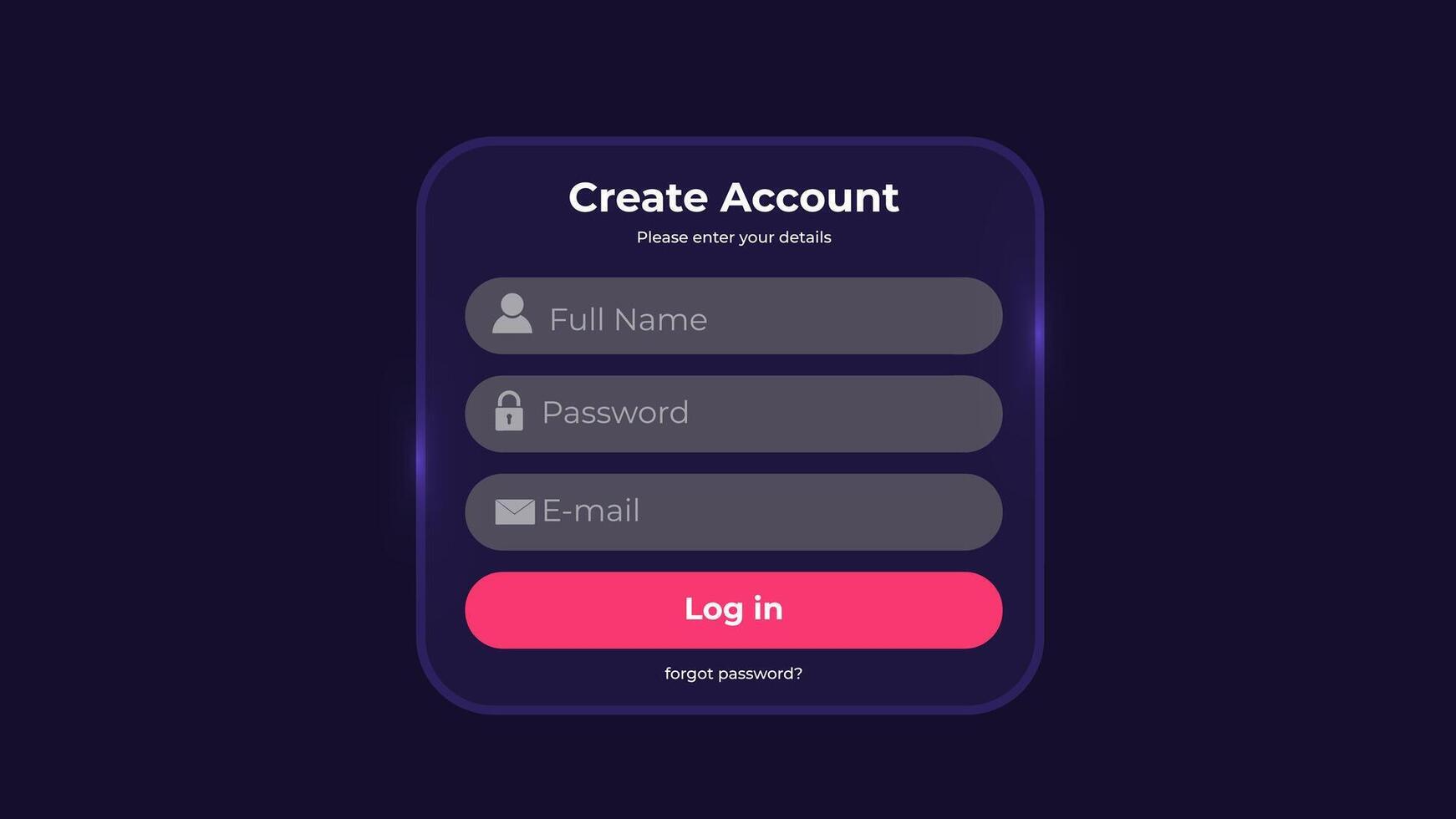 Register page layout. Sign up form with buttons and icons. Minimalistic registration screen for web vector