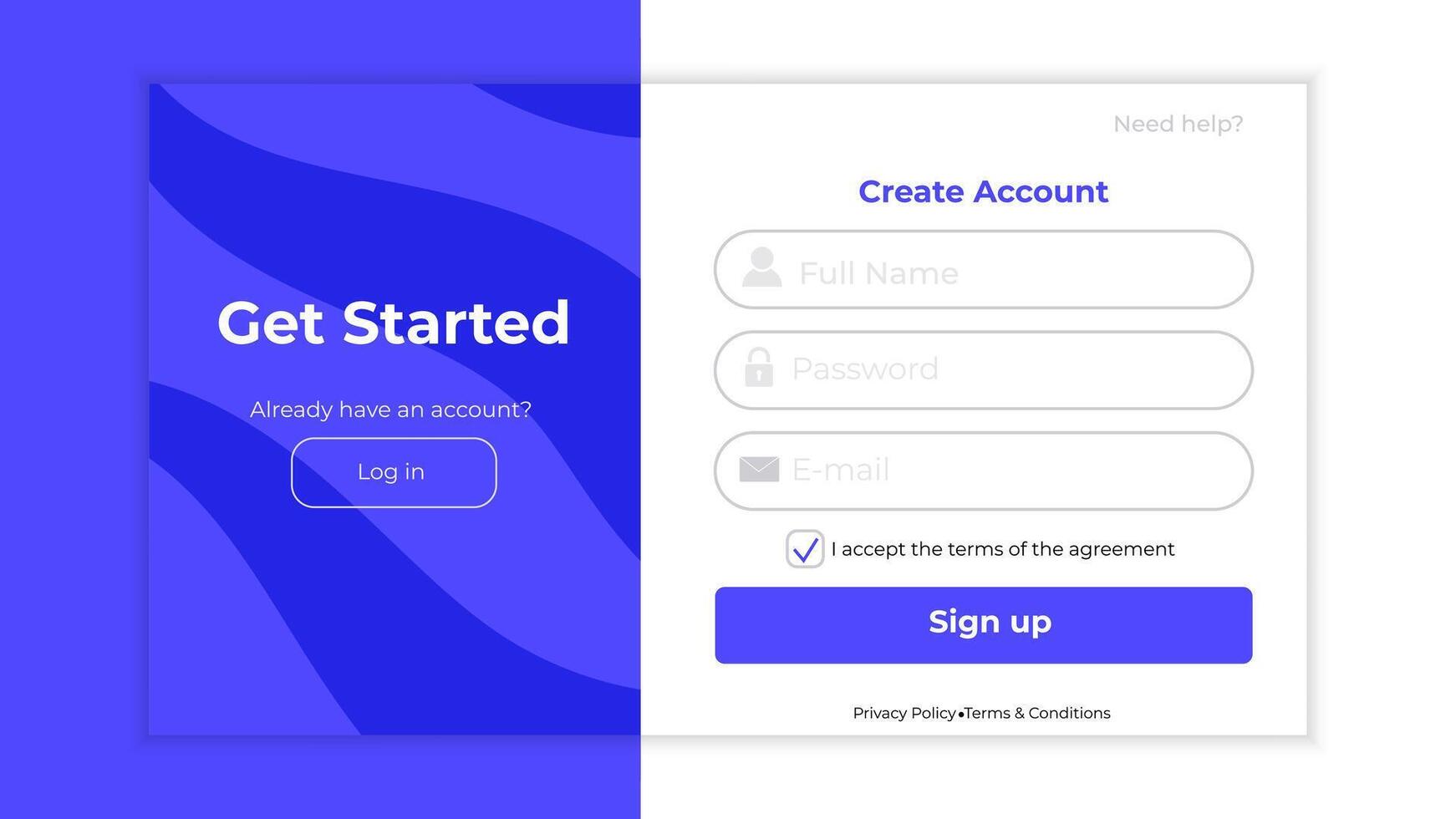 Register form. Minimalistic registration screen for desktop. Simple and modern template. vector