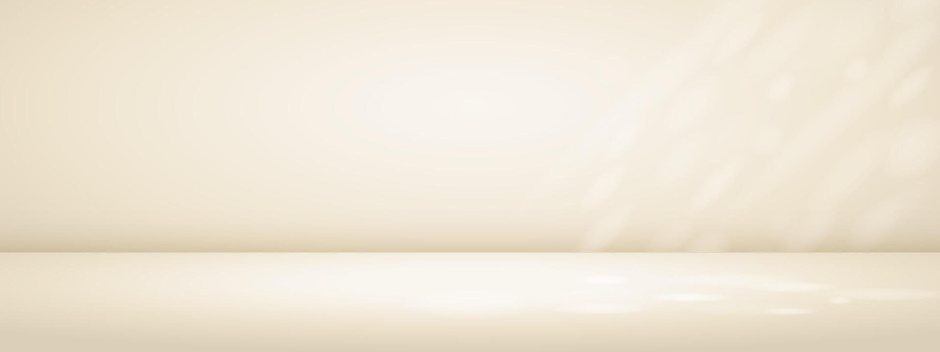 Beige studio room with sun rays. Limbo light background. Abstract 3d bg with empty space for advertising text. mockup illustration. vector