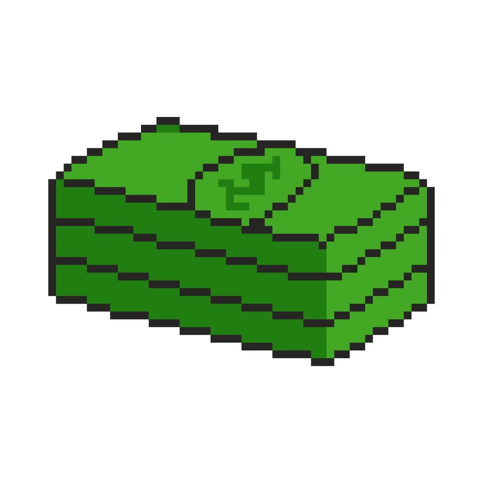 8 bit money icon. Pixel art object. Retro 80s,90s game graphics. vector