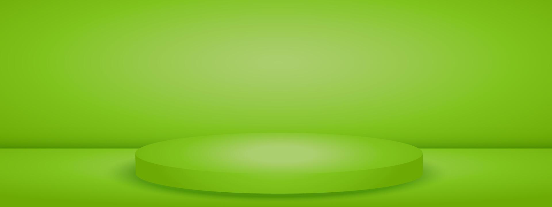 Limbo green background with podium pedestal. Abstract studio gradient bg. Modern banner with empty space for advertising text. illustration. vector
