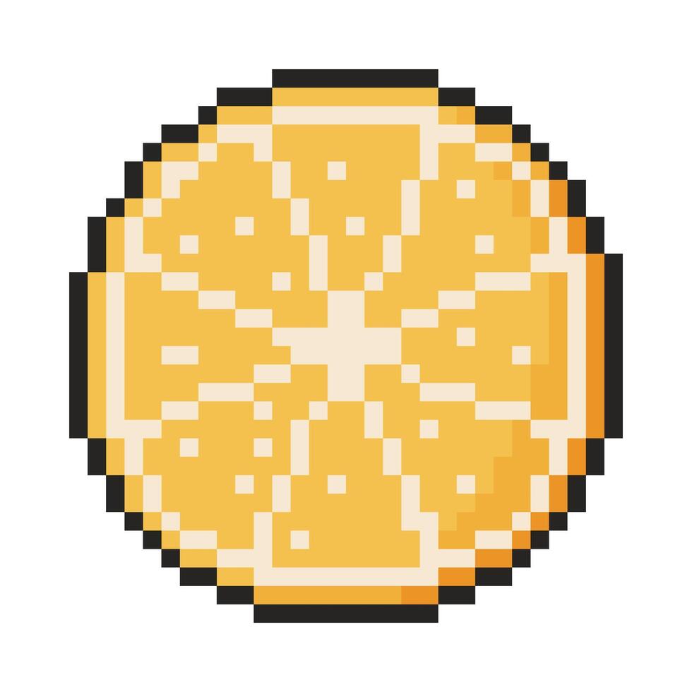 8 bit lemon icon, Pixel art object. Old school computer graphic style. vector