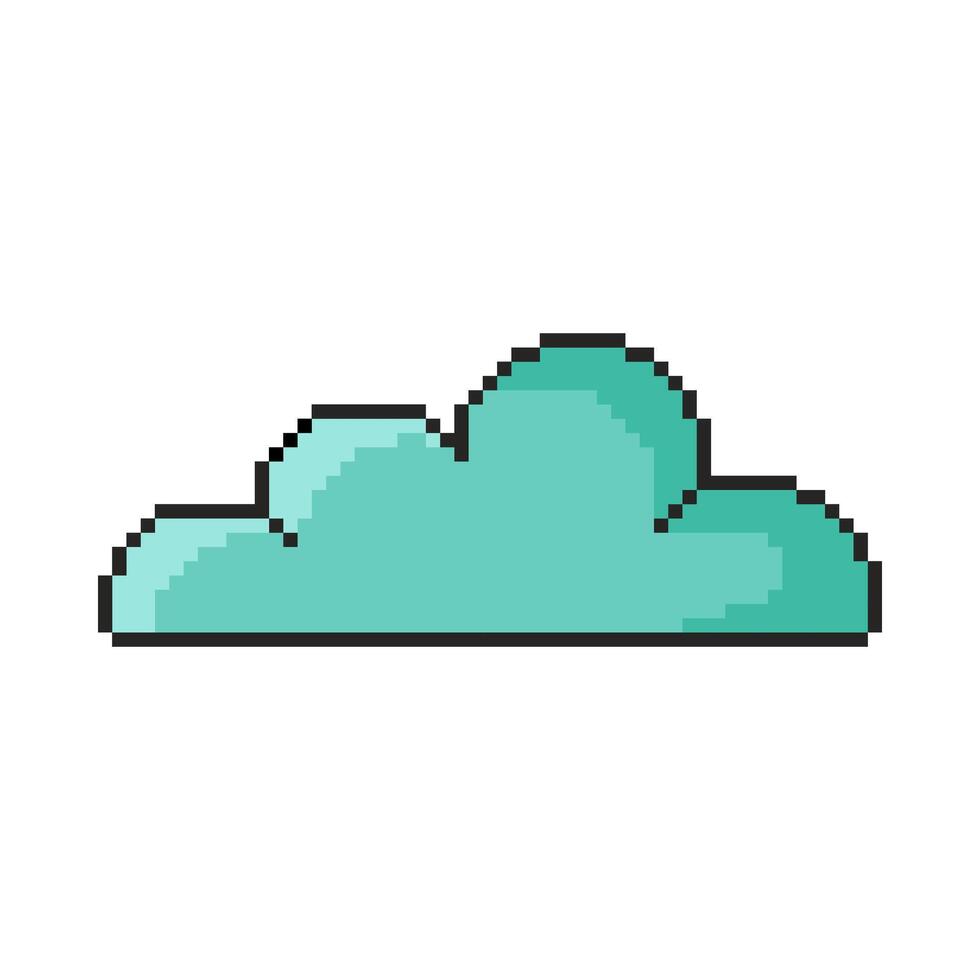 8 bit cloud icon, Pixel art object. Old school vintage game graphics. vector