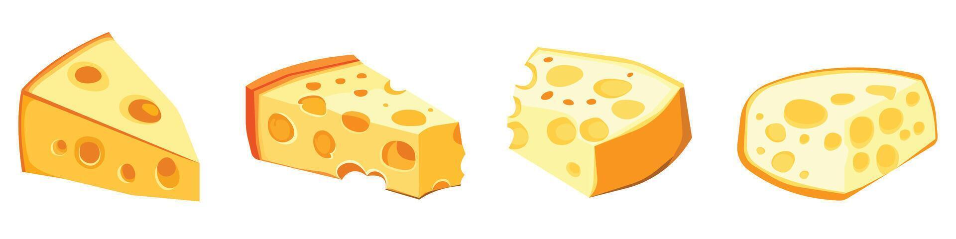 Various illustrated cheddar cheese pieces vector