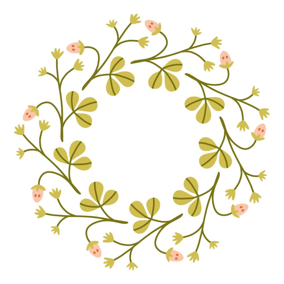 Autumn strawberry circle frame. Round border made of fall berries. The berries have different shapes and are arranged in a circle. flat isolated on white background. vector