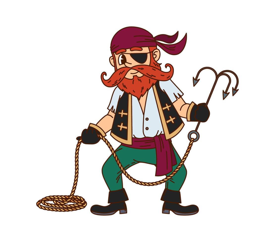 Playful pirate character with hook vector
