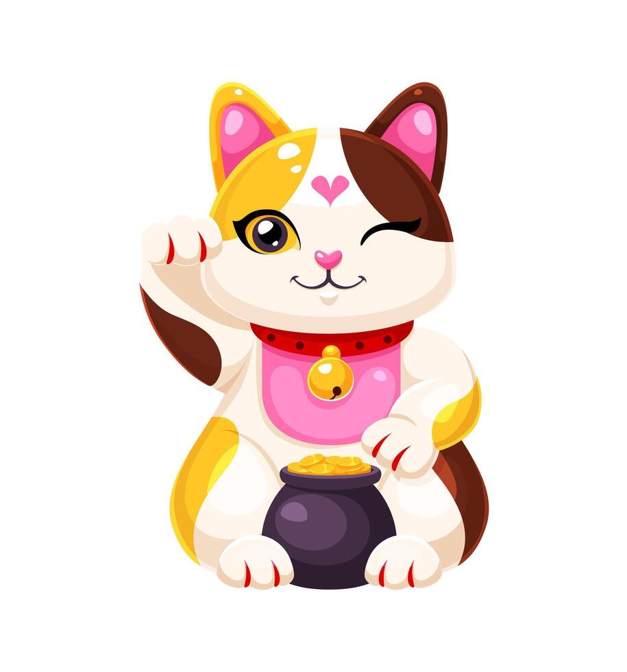 Cartoon cat with gold pot vector