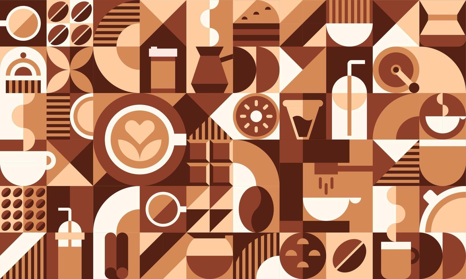 Coffee drink geometric pattern grid background vector