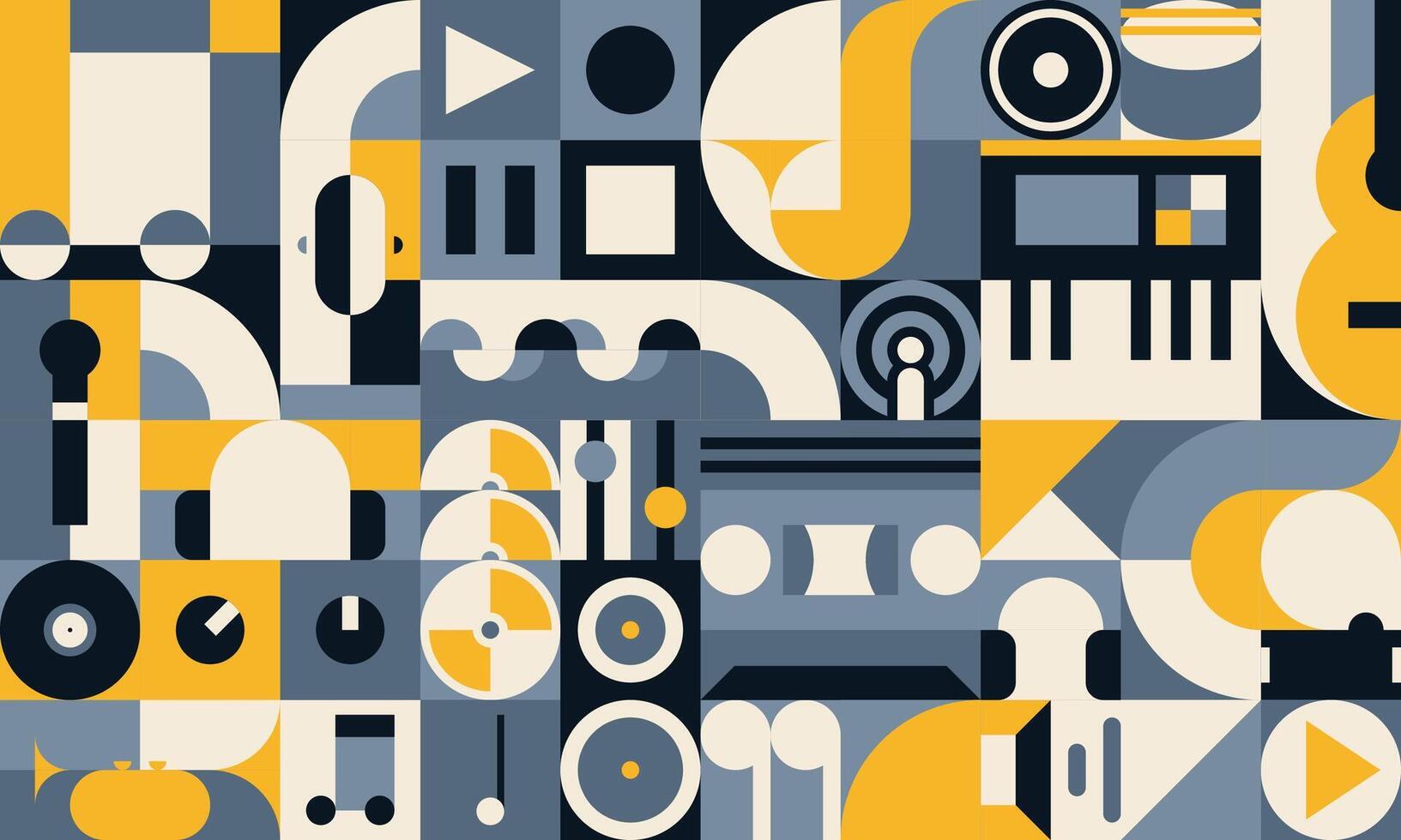 Music and sound geometric pattern retro background vector