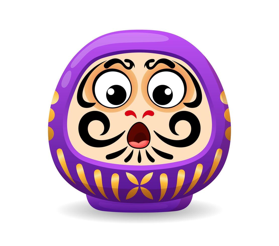 Japanese doll daruma cartoon face mask talisman vector