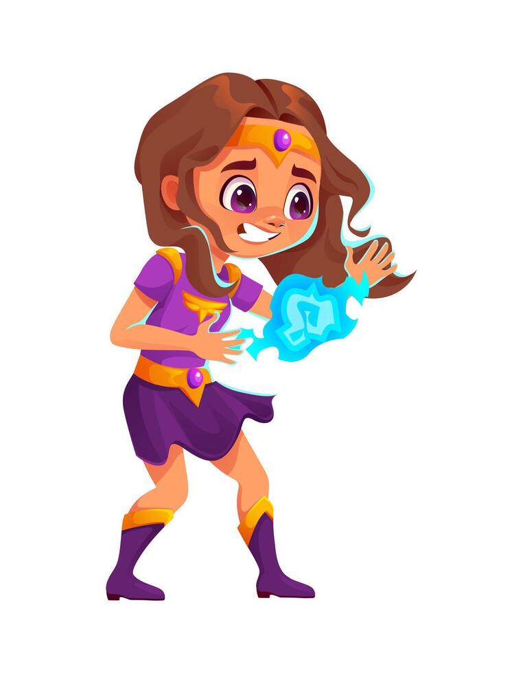 Kid superhero character girl in super hero costume vector