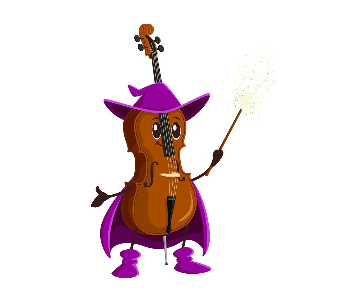 Cartoon Halloween contrabass mage and wizard vector