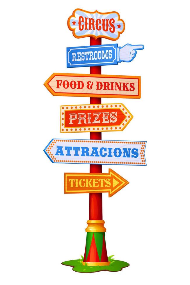 Amusement park signboard signage, circus signboard vector