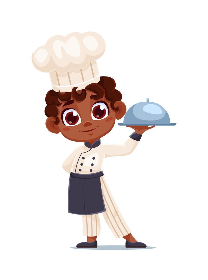 Kid cook chef for cooking children in toque hat vector