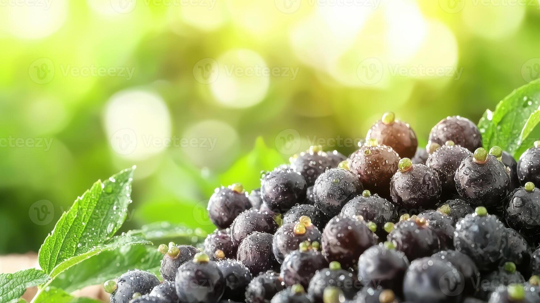 Fresh Blackcurrants With Dew In Sunlit Garden. Juicy Berries Symbolizing Natural Health And Vitality photo