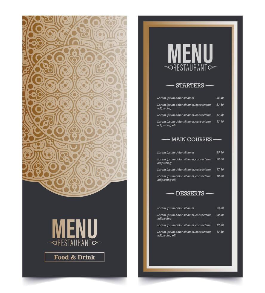 Restaurant Menu Design Layout Template with Floral Ornament vector