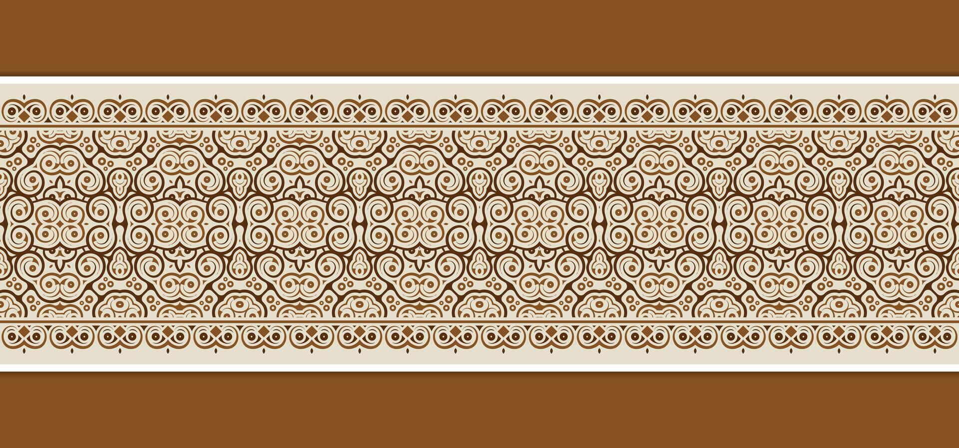 Ornament Pattern Decorative Repeating Border Design in Brown and Beige Tone. vector