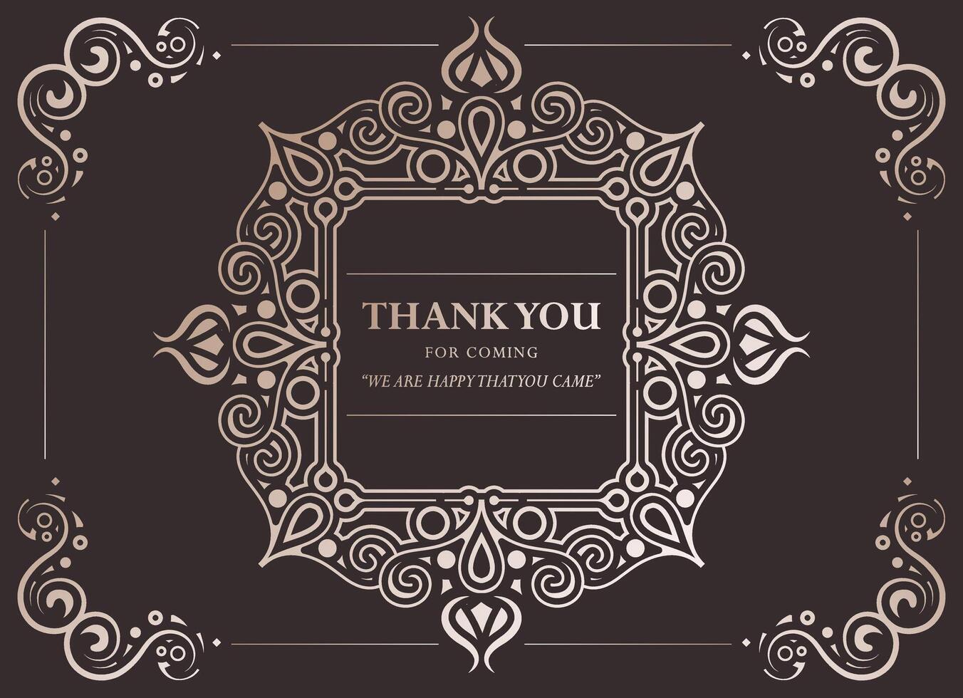 Thank You Card Template with Swirl Details and Formal Design. vector