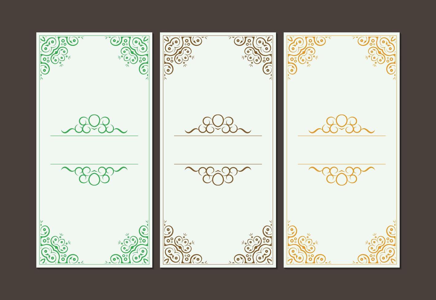 set of decorative ornate border frames with diamond centerpiece ornament elements vector