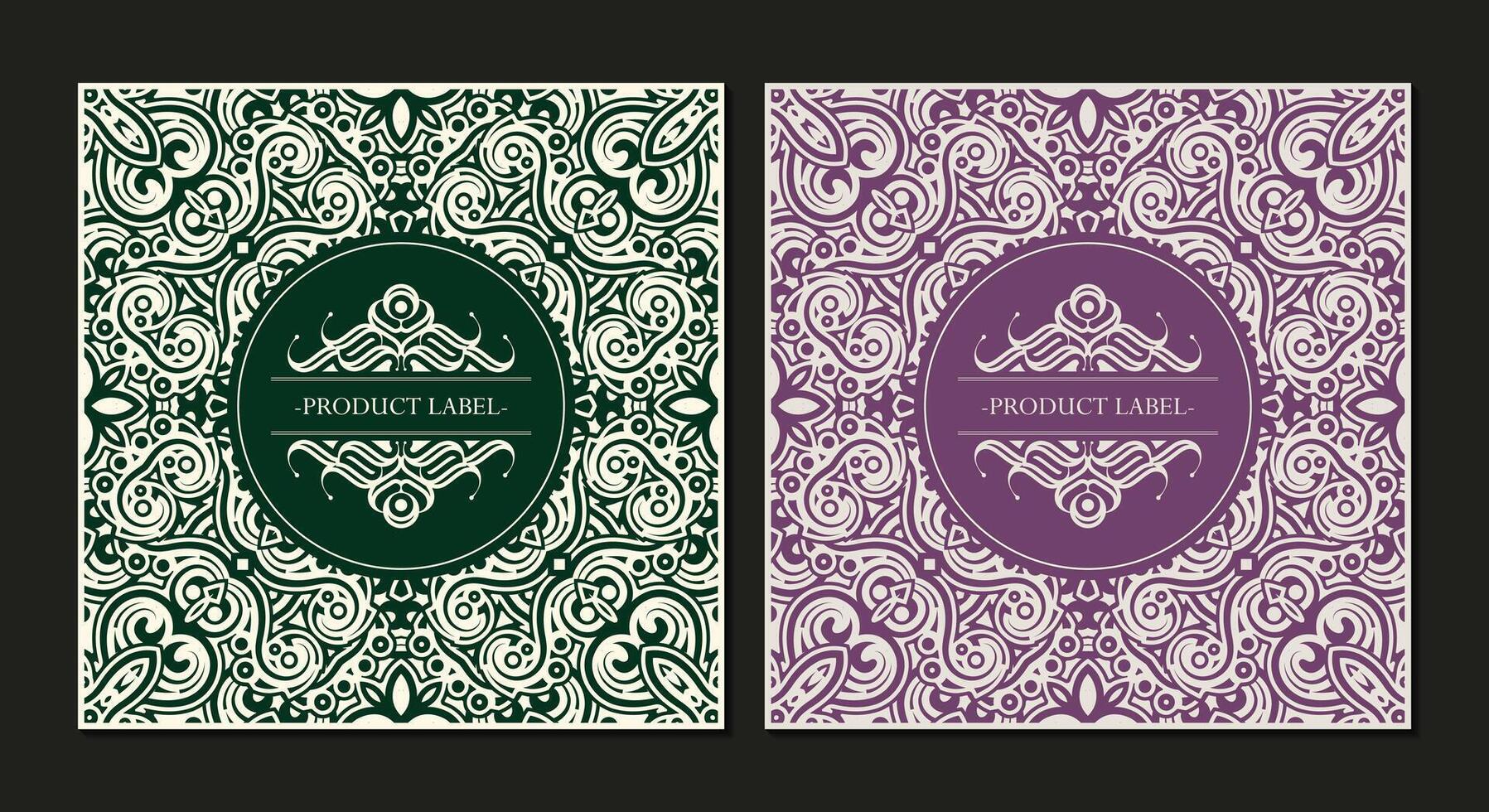 Ornate Decorative Label with Seamless Swirl Pattern Background Design vector