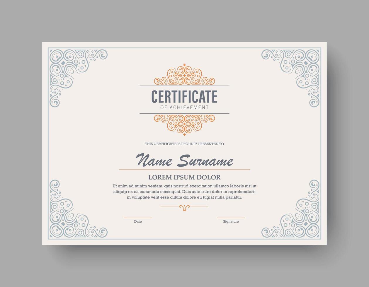Certificate design template for achievement vector