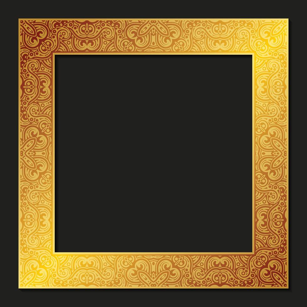 Golden floral pattern photo frame vector