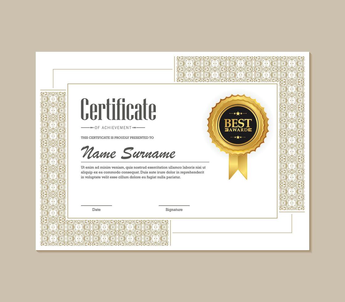 Certificate of achievement design vector