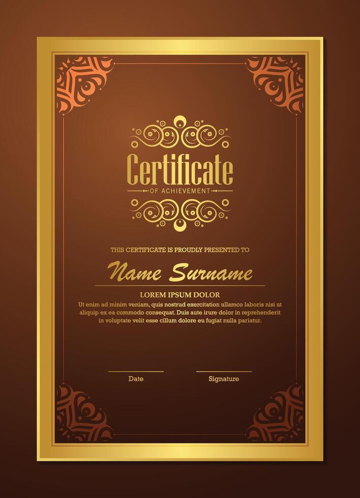 Certificate of achievement with gold design vector