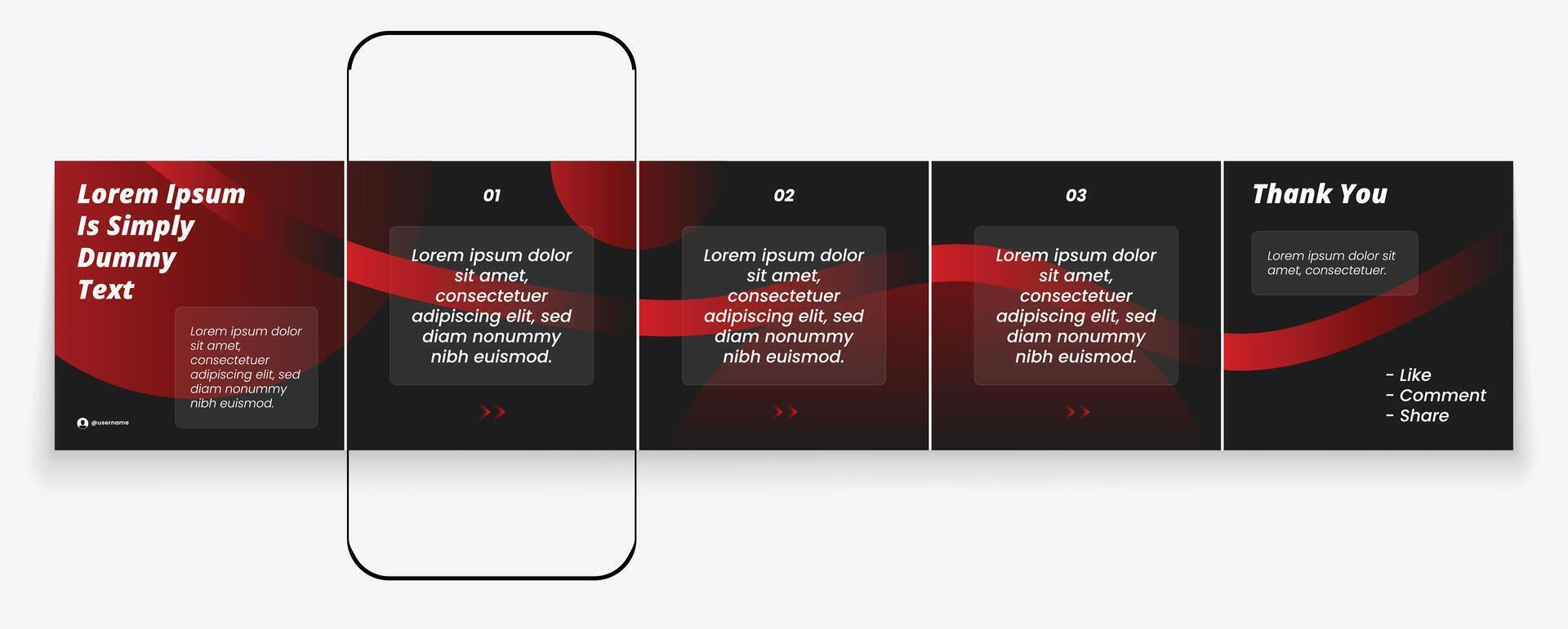 Carousel Post Template with Red and Black Gradient vector