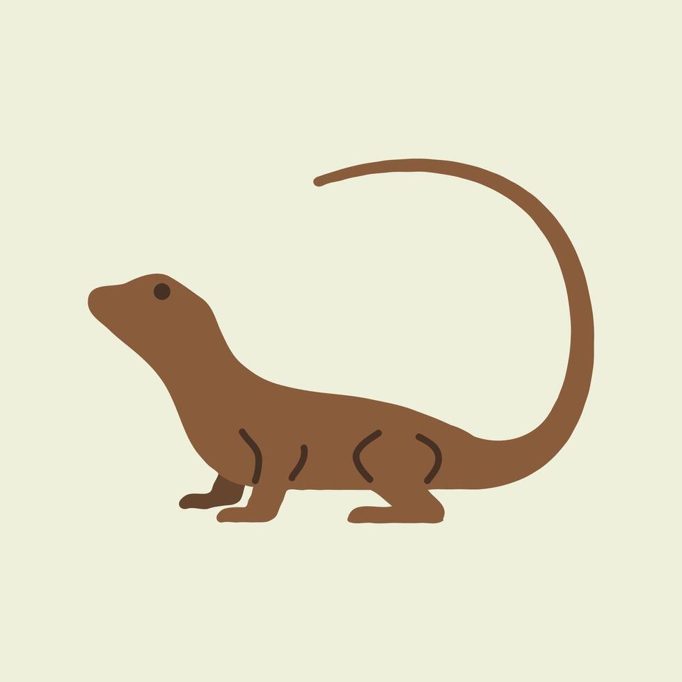 A lizard with a long tail on a beige background vector