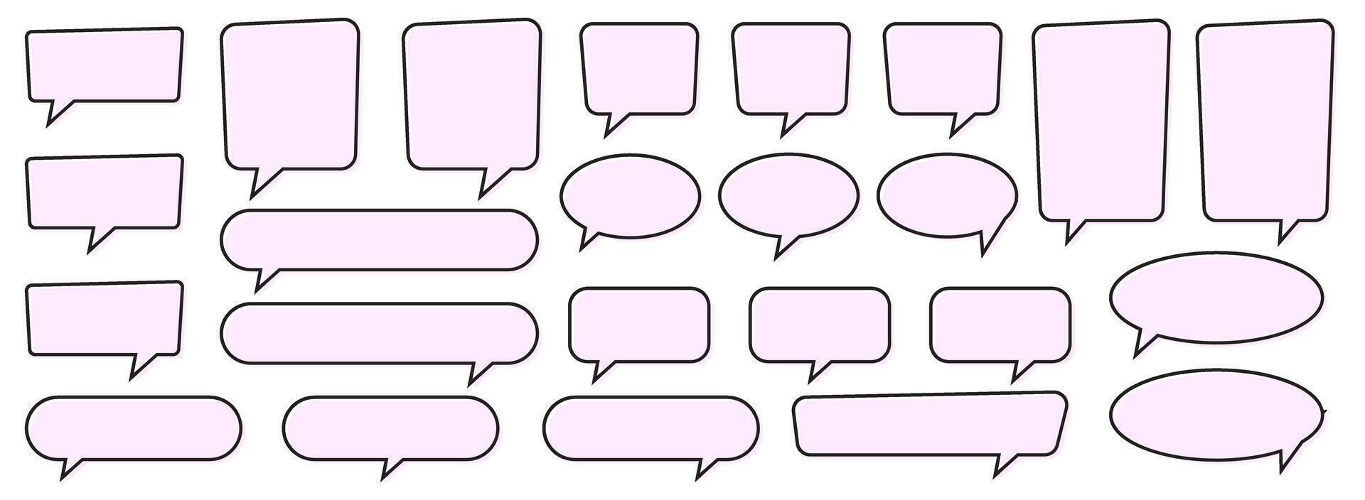 Pink Speech Bubble Set. Set pf Flat Communication Bubbles. vector