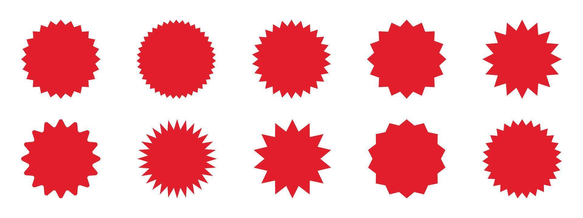 Set of red starburst, sunburst badges. Best for price tag, sale sticker, quality mark. vector