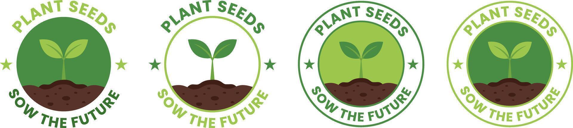 Plant Seeds Sow the Future Sustainable Farming Round Logo Illustration vector
