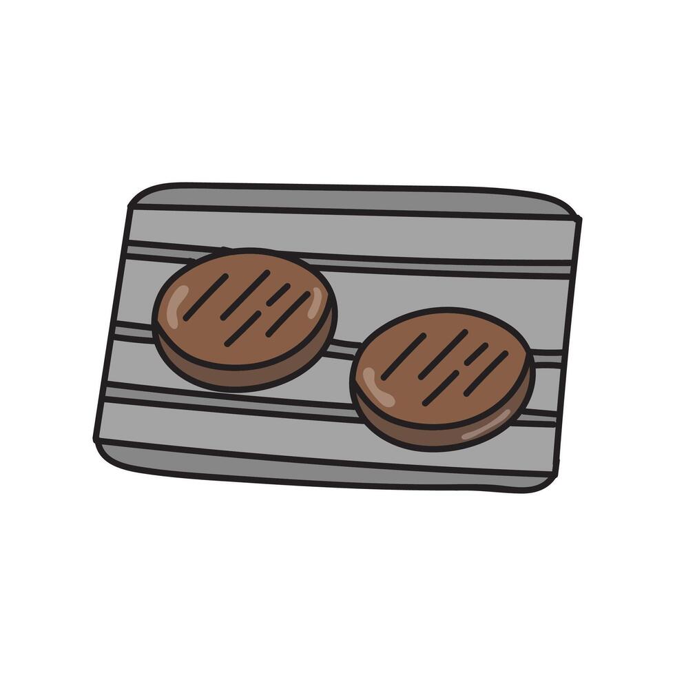 cooking meat burger patty vector