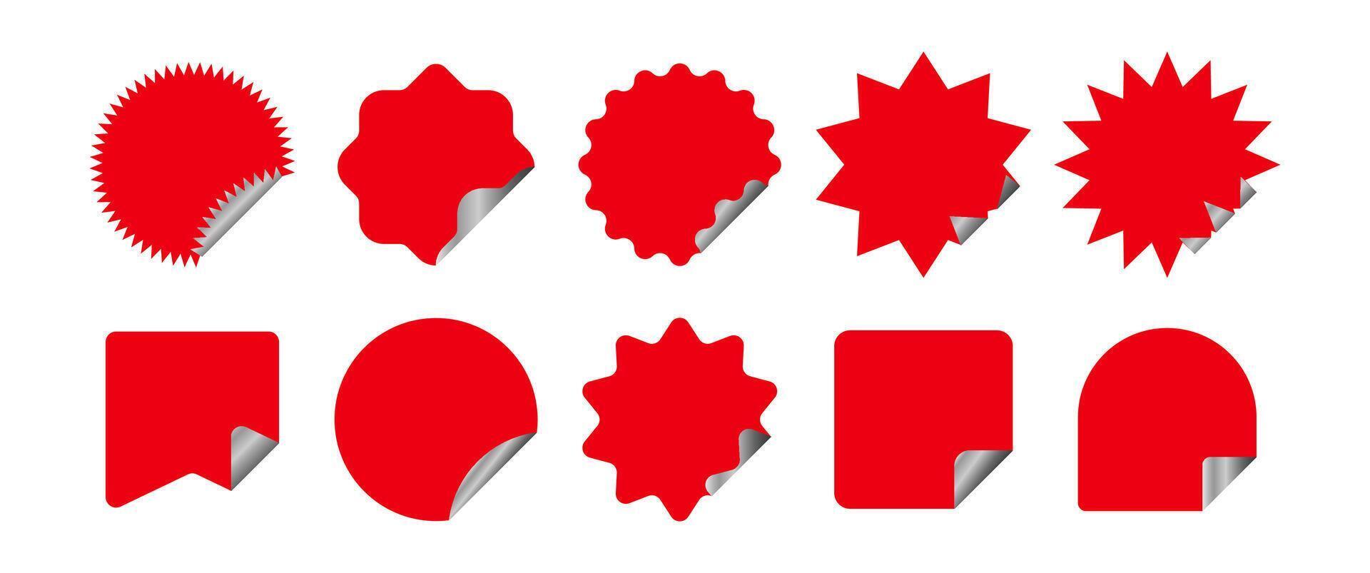 Red Stickers illustration elements design collection, Isolated Red Lables, Advertisements, Marketing and Sale Clip art, Pictogram, Editable stock. vector