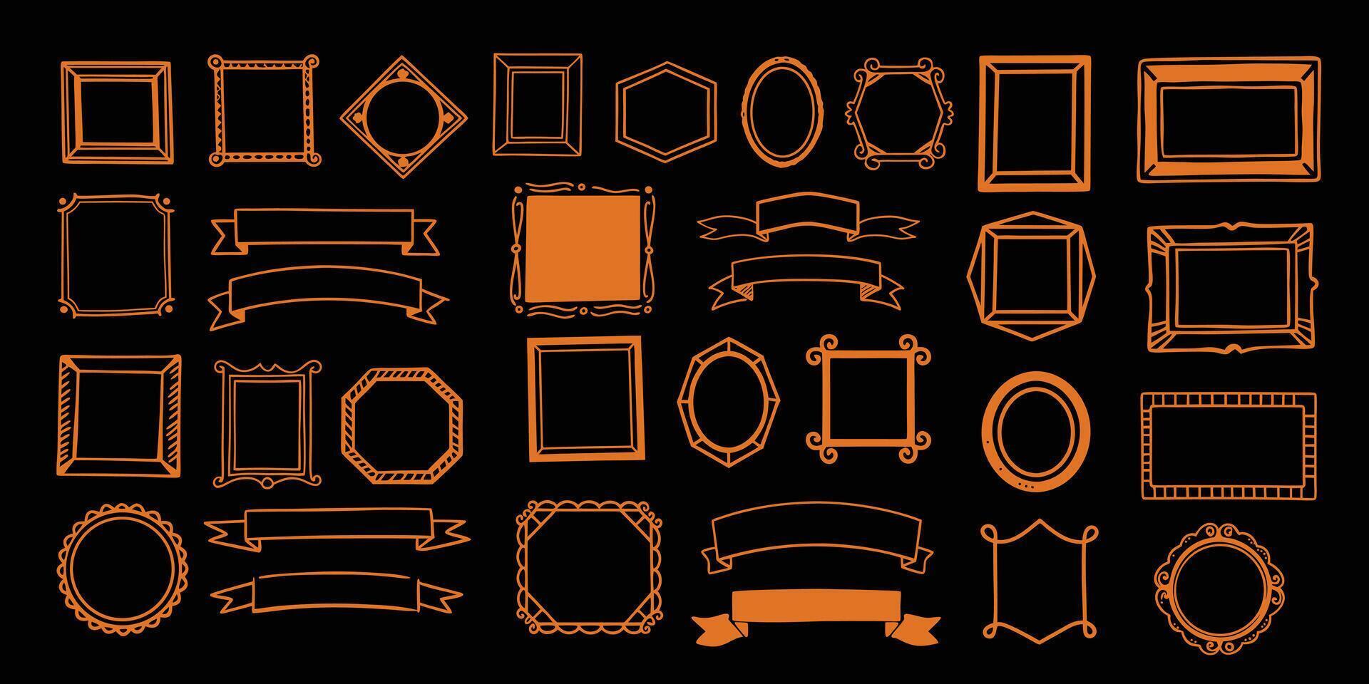 Set of vintage frames and ribbons vector