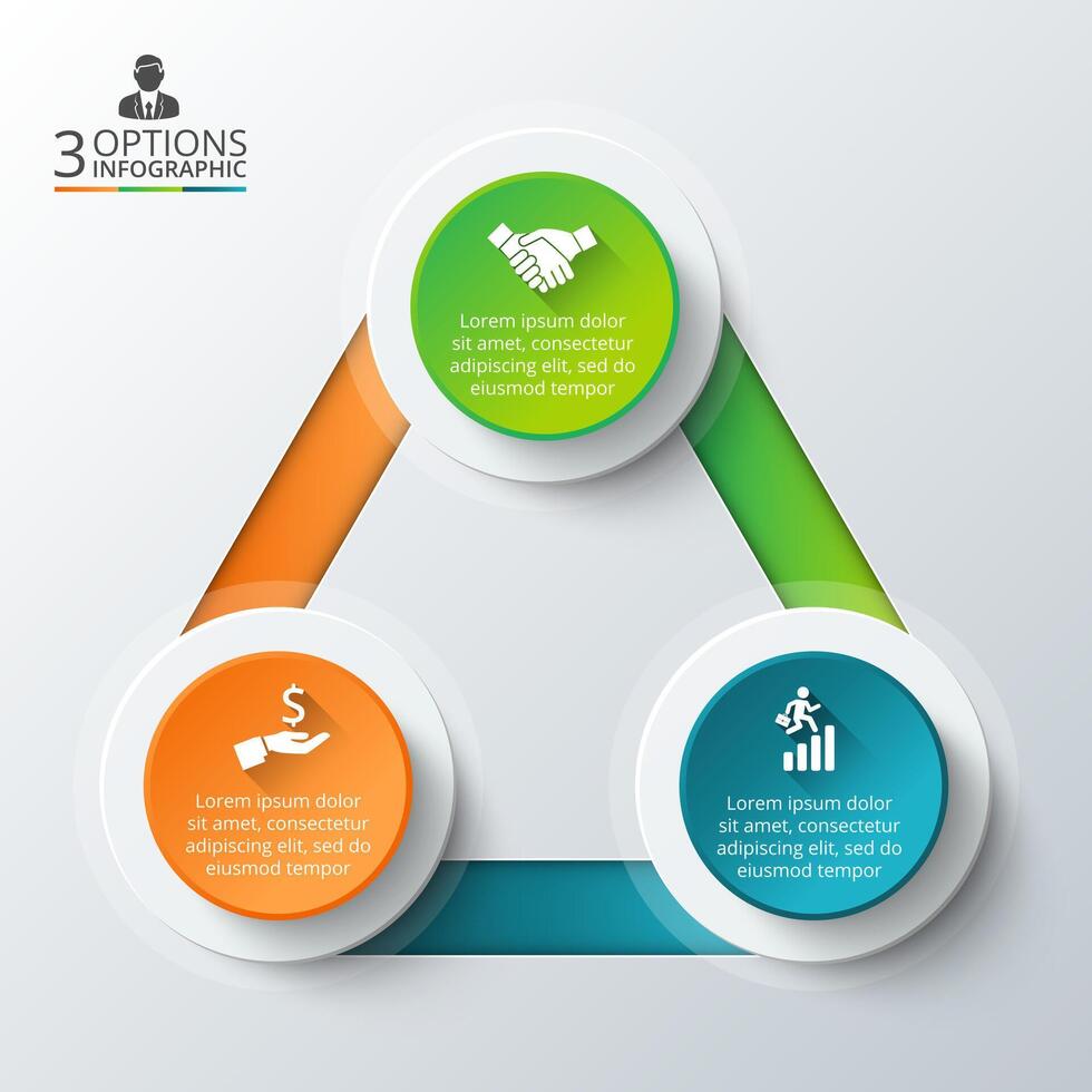 triangle for infographic. Template for cycle diagram, graph, presentation and round chart. Business concept with 3 options, parts, steps or processes. Data visualization. vector