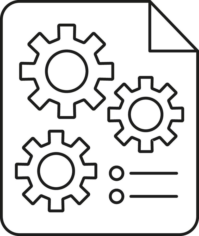 Document with gears and checklist icons isolated on transparent background vector