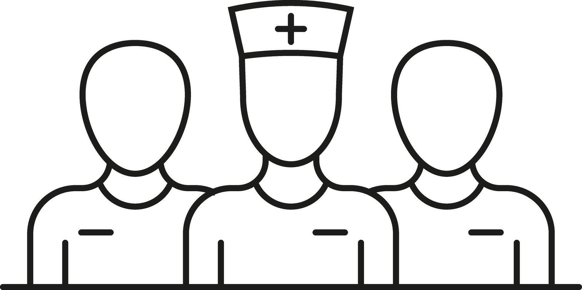 Three medical professionals standing together representing healthcare teamwork and support vector