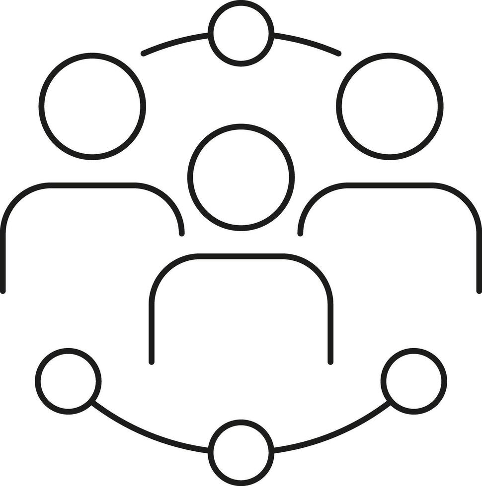 Stylized group of people connected by lines and circles isolated on transparent background vector