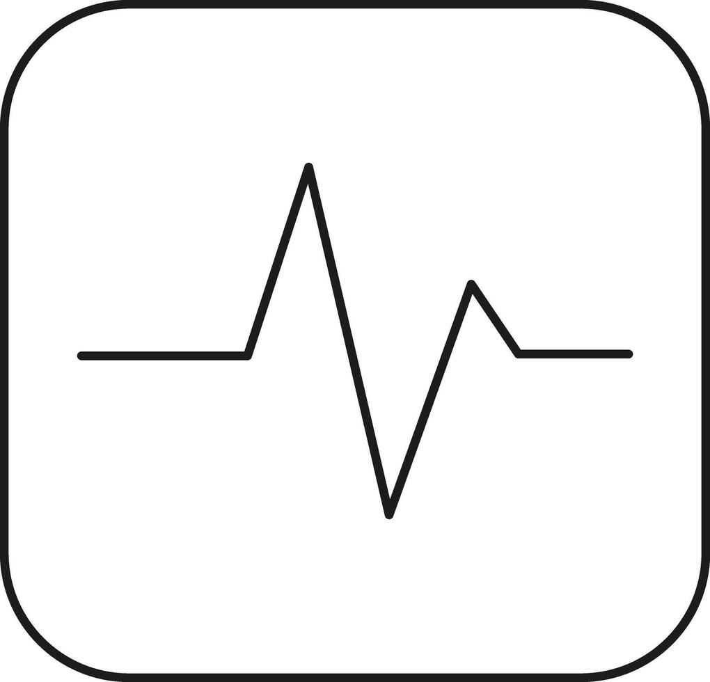Simple electrocardiogram line graph inside a rounded square icon vector