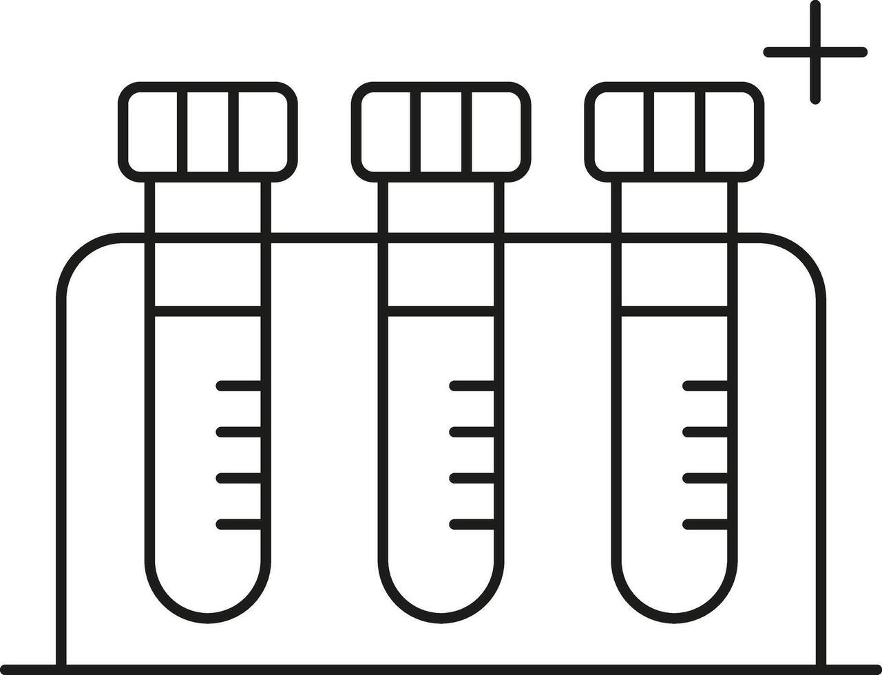 Three laboratory test tubes with measurements in a rack, medical concept vector
