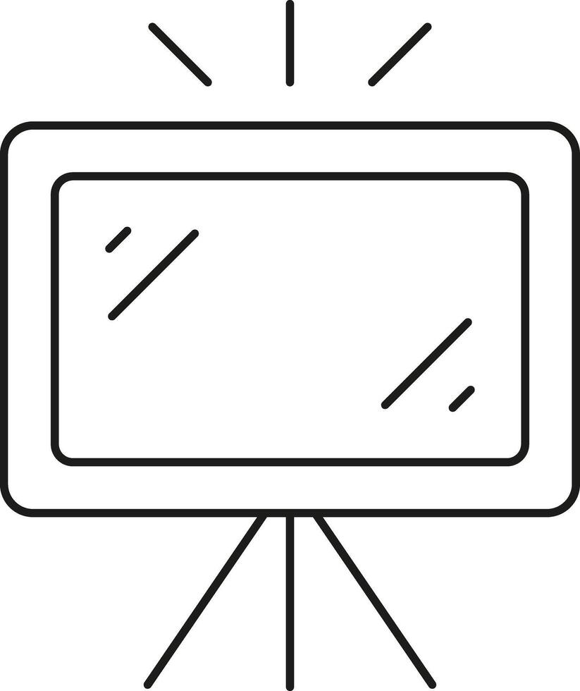 Simple outline of a television screen on a tripod stand isolated on transparent background vector