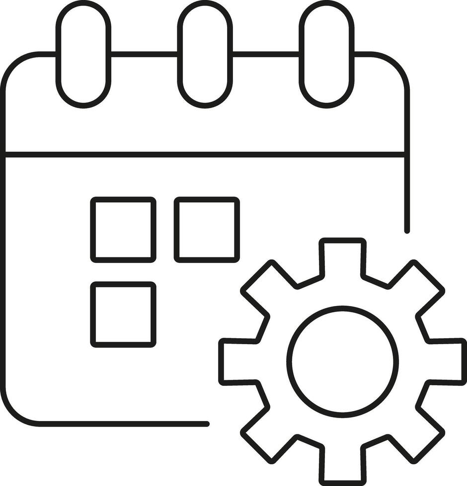 Calendar with gear icon symbolizing schedule management isolated on transparent background vector