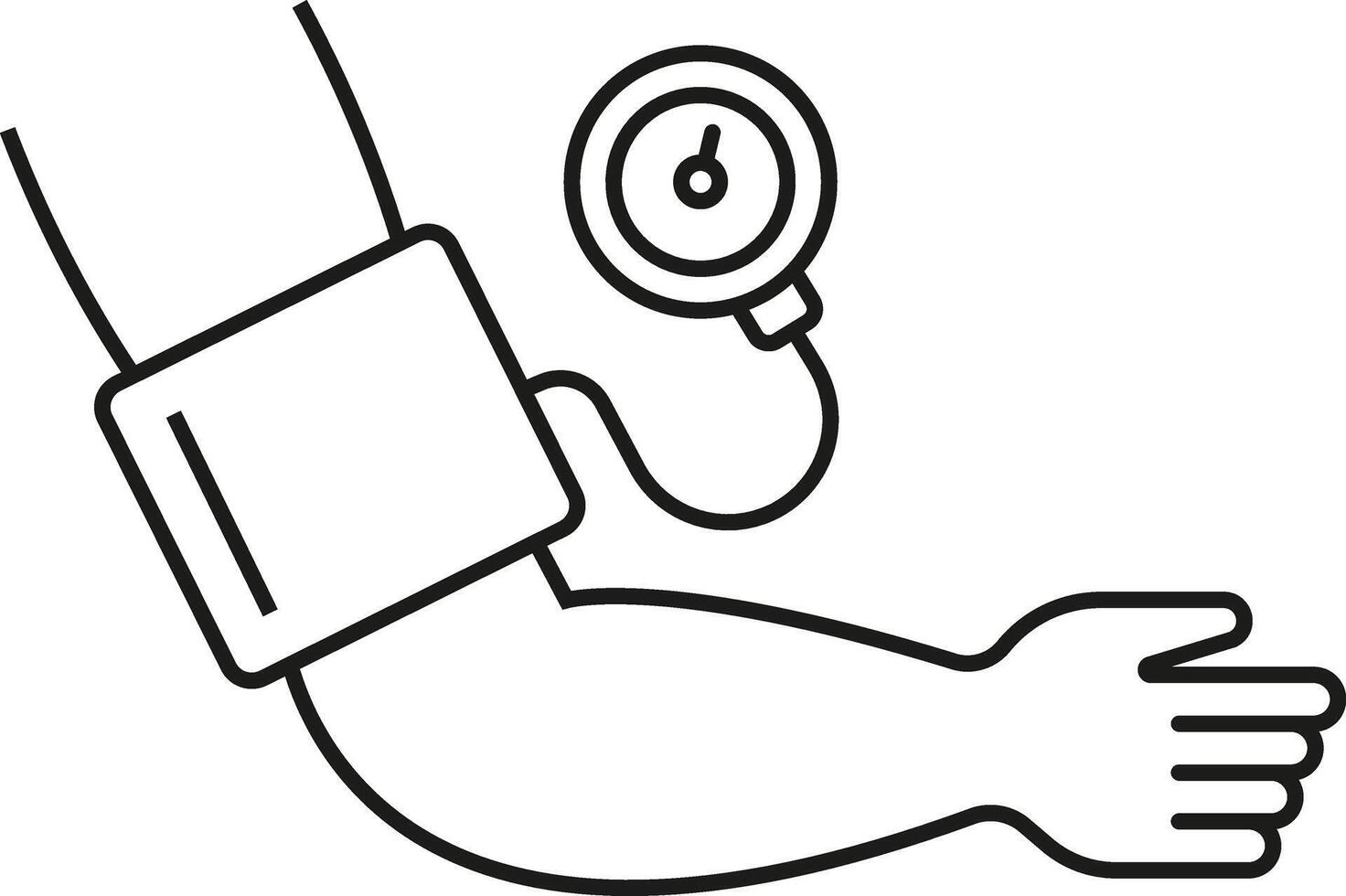 Simple line drawing of a person s arm with a blood pressure monitor vector