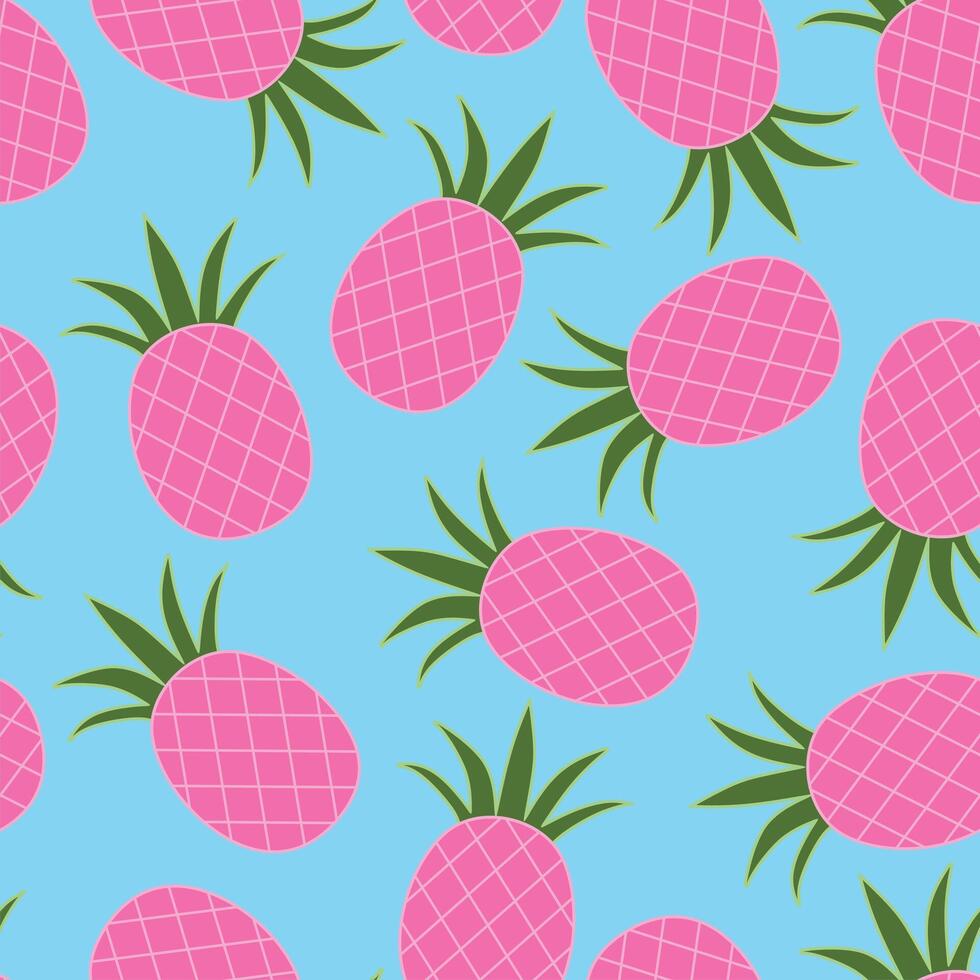 Seamless endless pattern with cute cartoon pink pineapples, apparel design, pattern for fabric, for textile, for prints, for wrapping paper vector