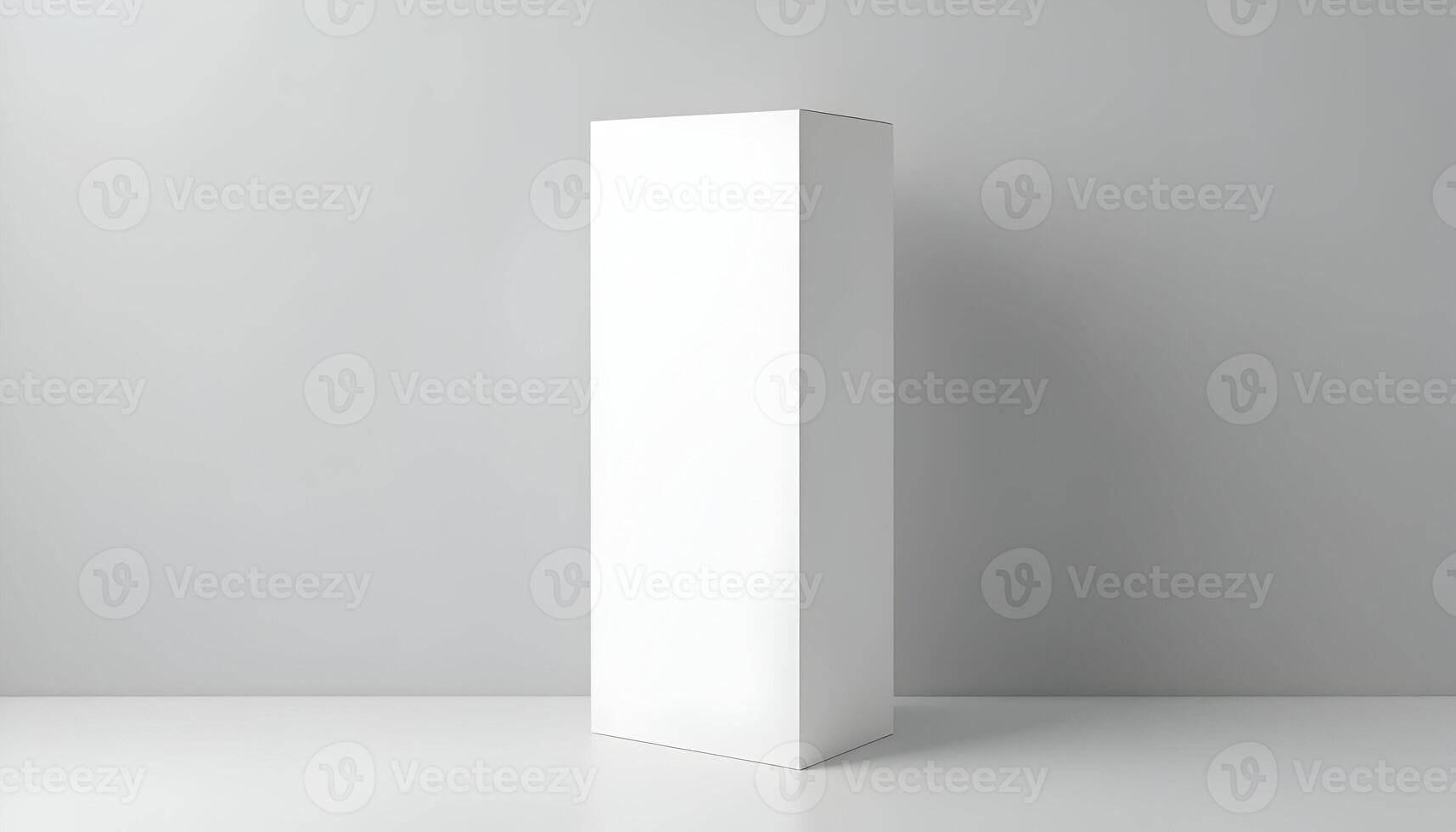 Blank white product box mockup with minimalist design for packaging presentation photo