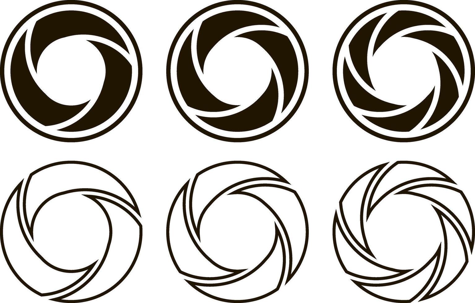 Camera cinema clipart collection. Circular shutter set icon vector
