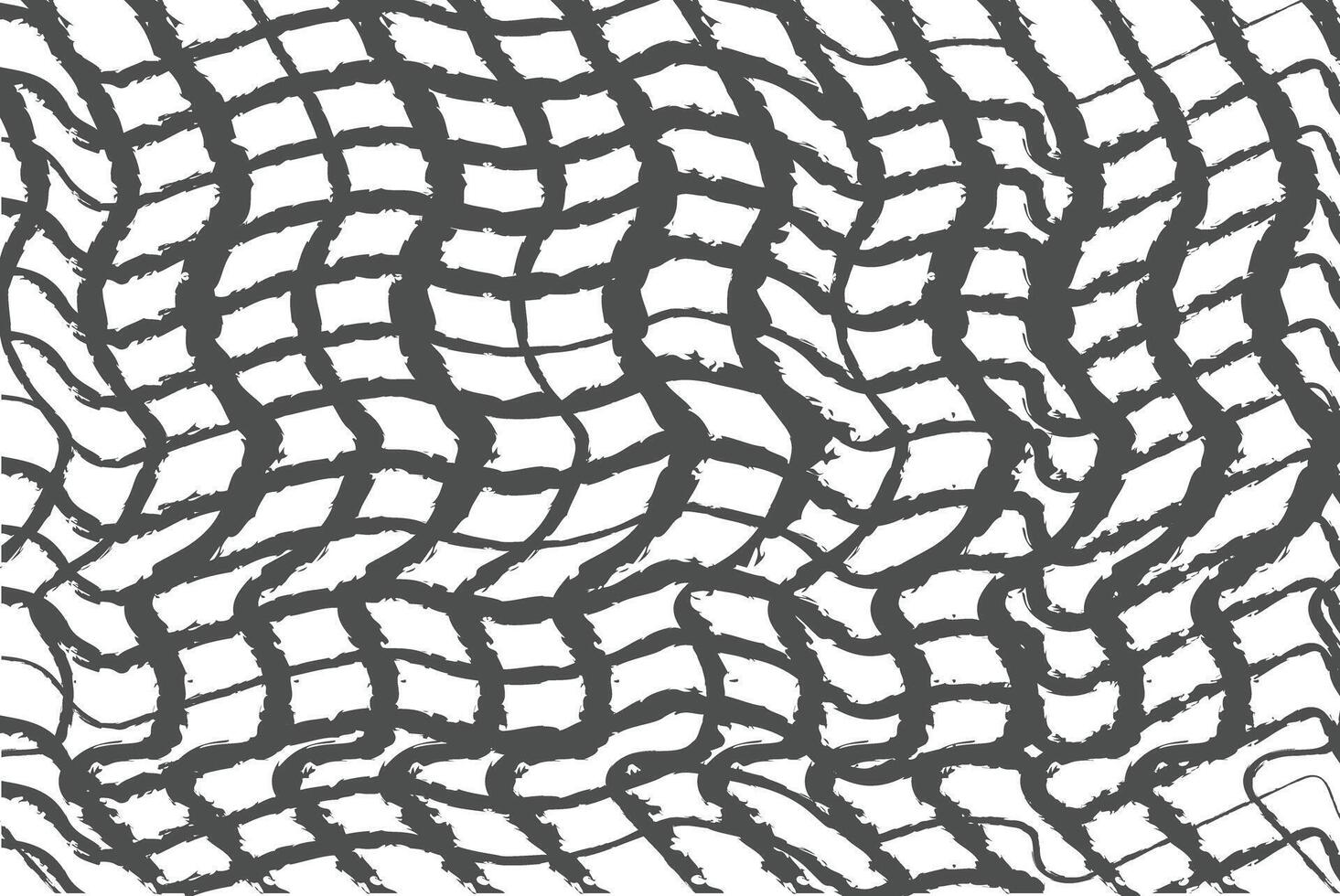 Abstract grunge brush stroke grid pattern with organic wavy lines isolated on transparent background vector